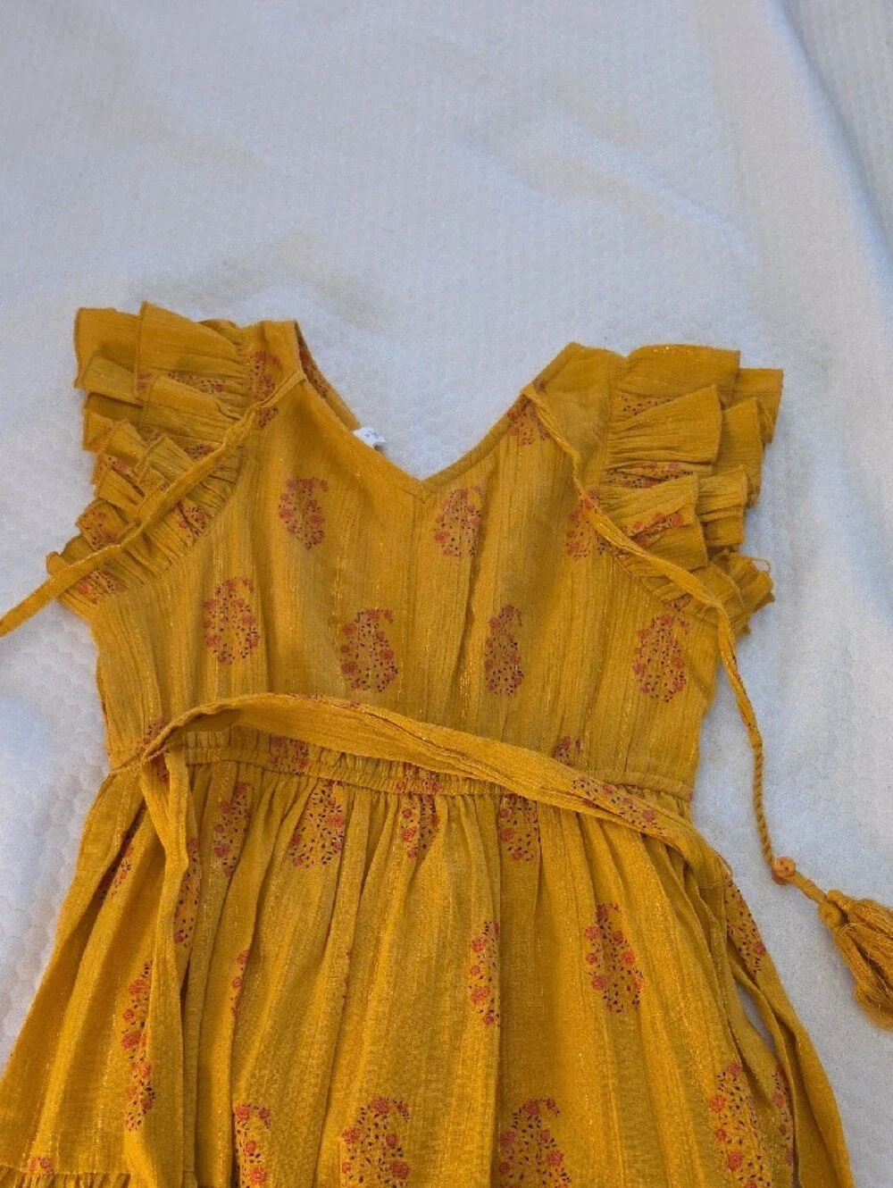Girls' Mustard Floral Tiered Summer Dress